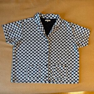 Madewell Floral Check Jacquard Button-Up Knit Camp Shirt | Women’s Plus XXL